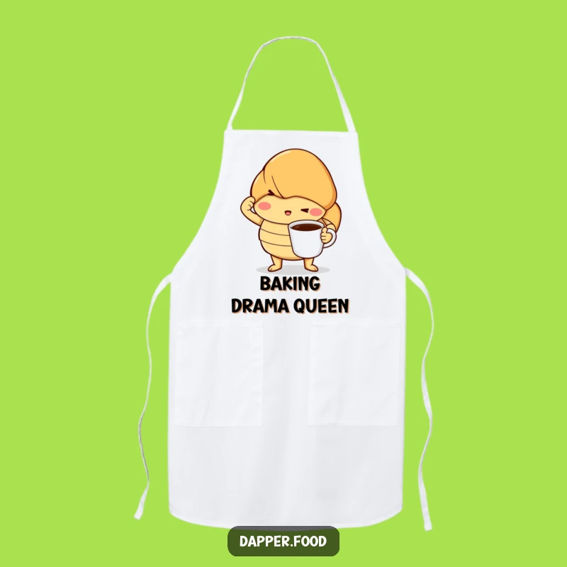 Funny Croissant Coffee Pose Apron - Dramatic Breakfast Chef