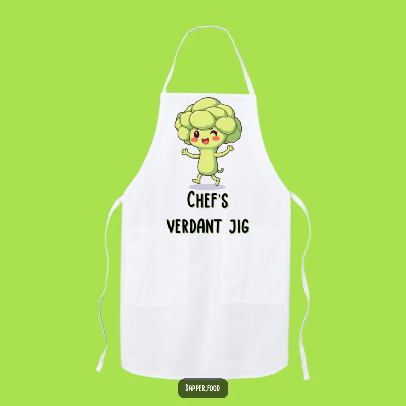 Funny Broccoli Jig Apron - Kitchen Vegetable Dance Bib for Happy Cooks