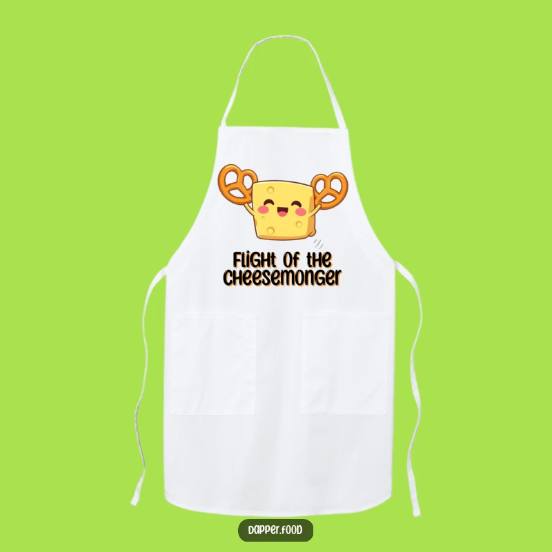 Funny Cheese Flying Apron with Pretzel Wings - Chef's Whimsical Kitchen Gift