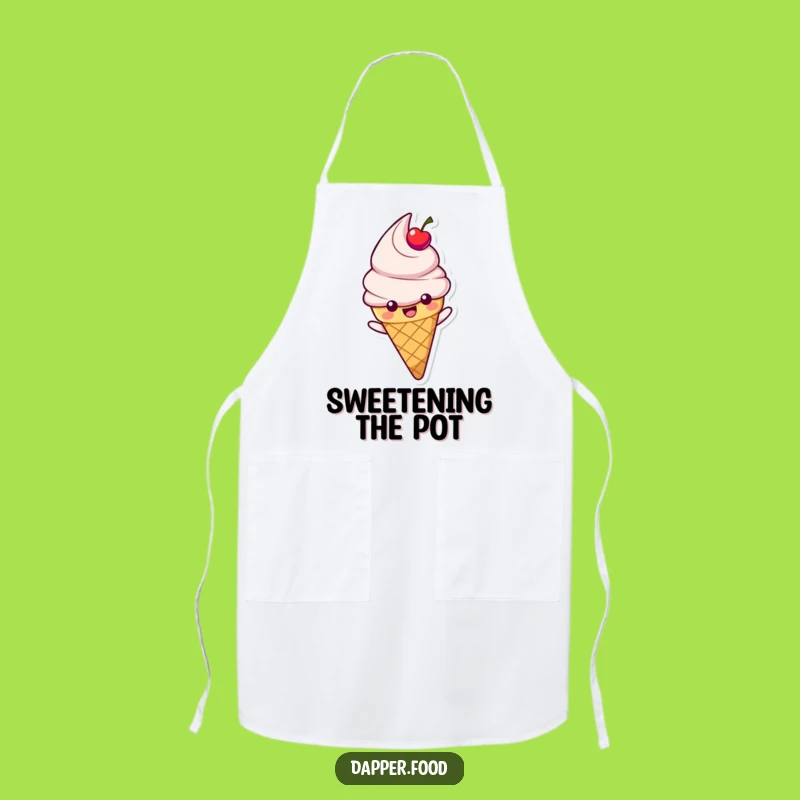 Funny Happy Ice Cream Cone Sliding Apron - Cook with Sweet Style!