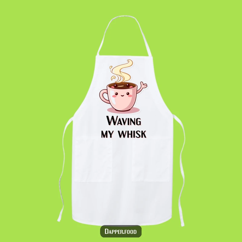 Funny Coffee Cup Apron - Kitchen Waving Character Bib for Cheerful Cooks