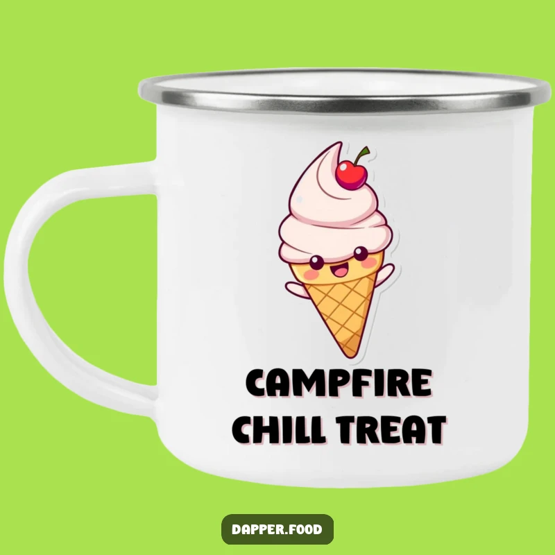 Funny Happy Ice Cream Cone Sliding Camping Mug - Sweet Outdoor Fun!