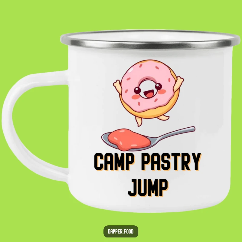Funny Kawaii Donut Jam Leap Camping Mug: Hilarious Outdoor Treat Companion