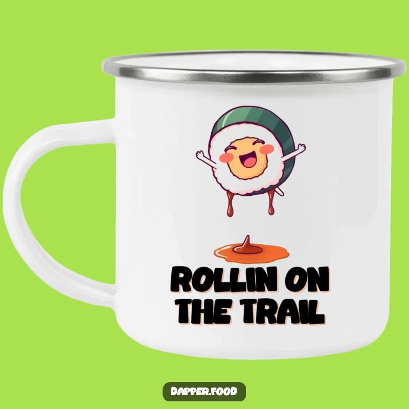 Funny Sushi Cartwheel Camping Mug: Adventure Fuel for Laughs