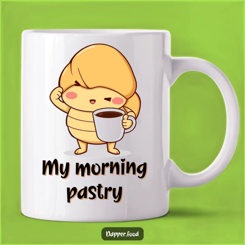 Funny Croissant Coffee Pose Mug - Dramatic & Hilarious Barista Gift