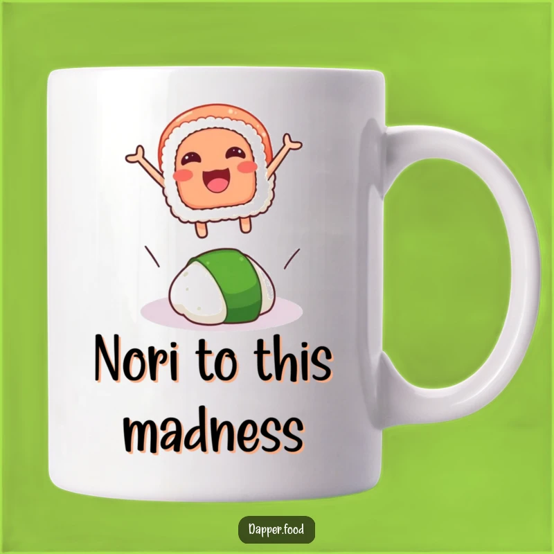 Funny Sushi Leap Mug: A Hilarious Japanese Food Gift Featuring a Joyful Sushi Character