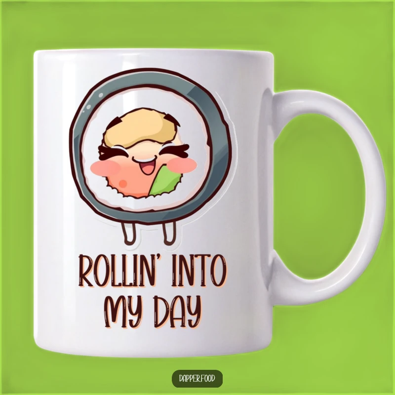 Funny Sushi Spin Mug: Cheerful Japanese Food Gift for Sushi Lovers