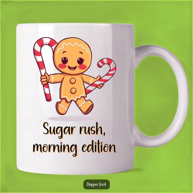 Funny Gingerbread Man Running with Candy Cane Mug - The Perfect Sweet Treat Gift