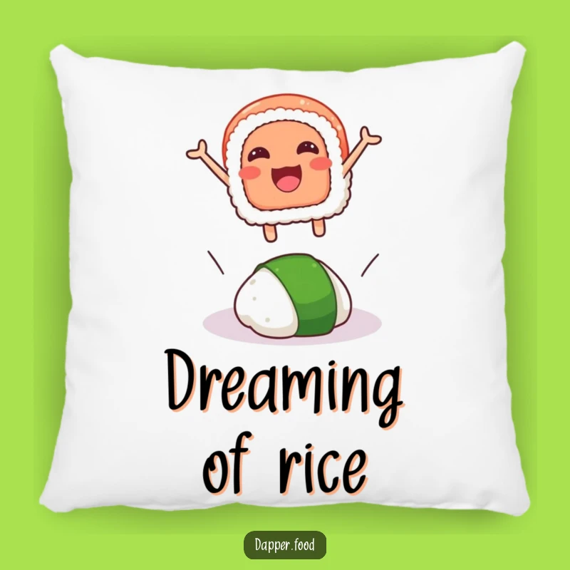 Funny Sushi Leap Pillow: Snuggle Up with This Comedic Sushi and Wasabi Design