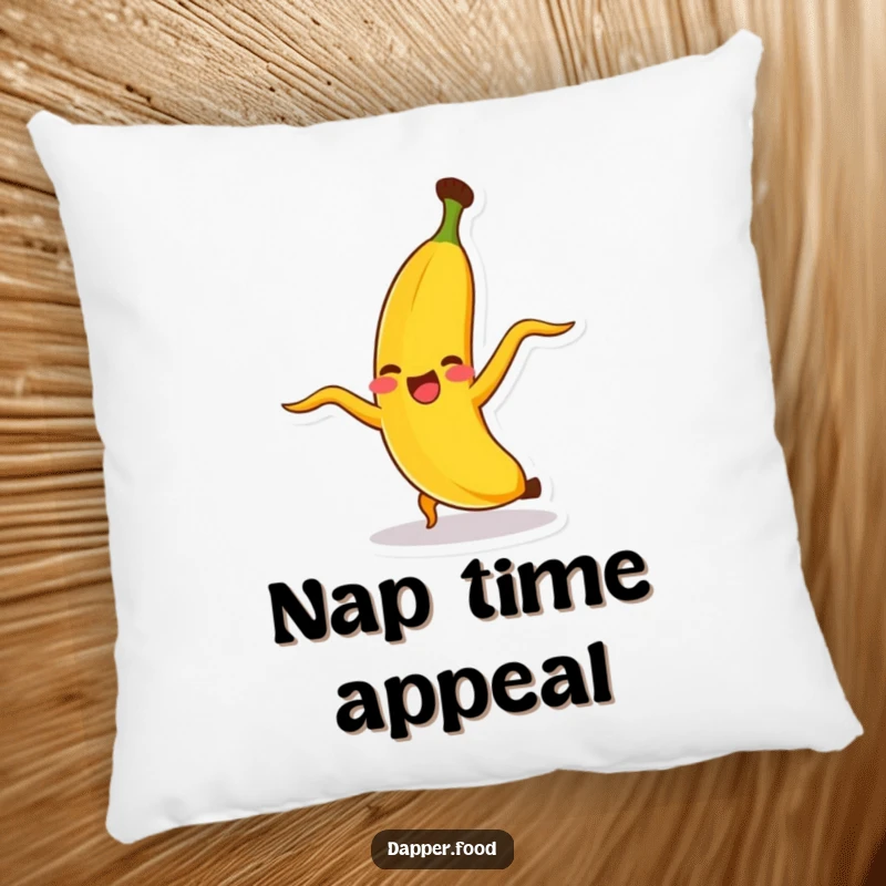Funny banana character doing a cartwheel, peel flying, a soft and huggable pillow for ultimate comfort.