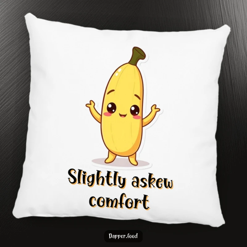 Funny Banana Pillow featuring a curious banana character with peel askew, striking a humorous pose, offering comfort and a dose of laughter.