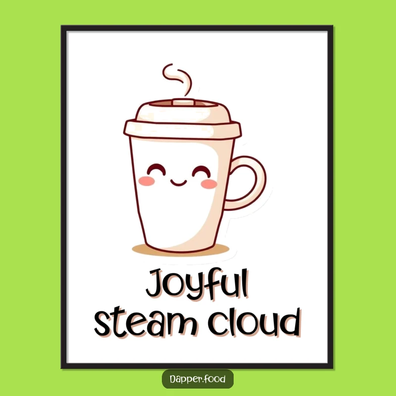 Funny Coffee Cup Steam Digital Art Print - Instant Cheerful Decor