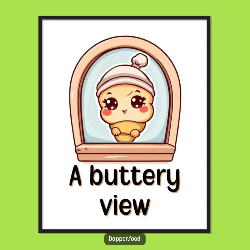 Funny Croissant Bakery Peek Digital Art: Instant Bakery Charm Decor Gift