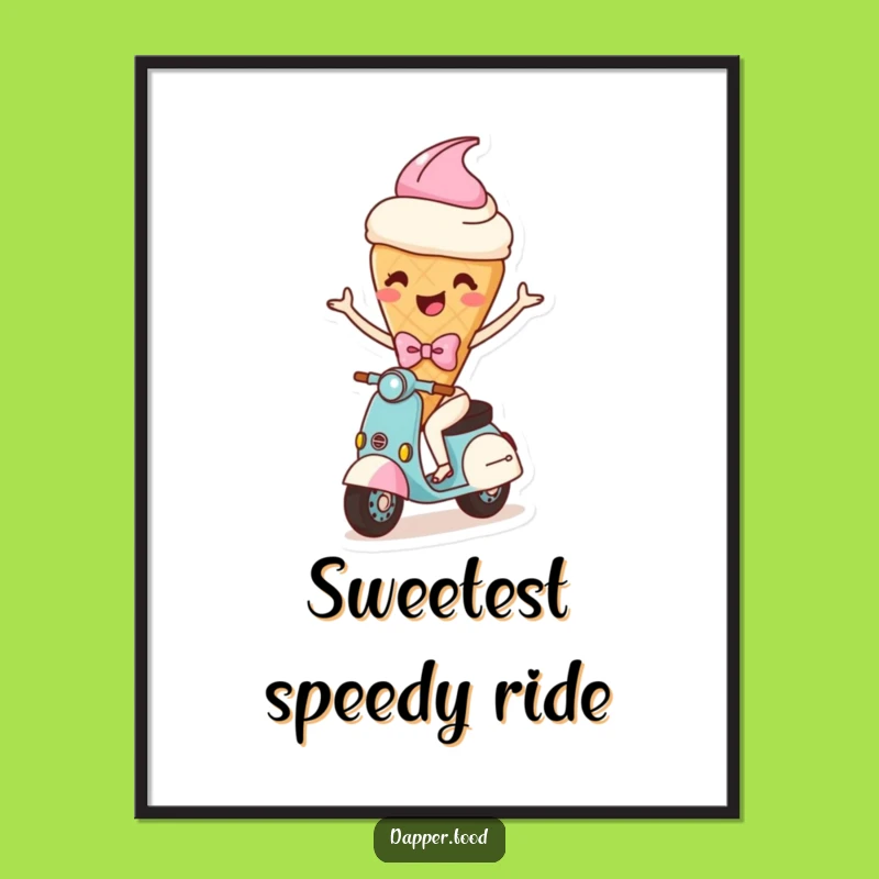 Funny Ice Cream Scooter Digital Art - Cheerful Printable Decor Gift!