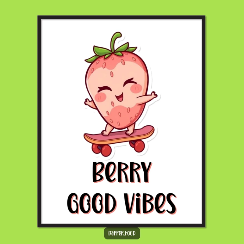 Funny Strawberry Skater Digital Art: Instant Cool for Your Walls