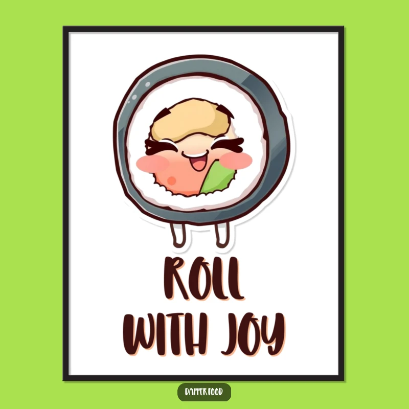 Funny Sushi Spin Digital Art: Instant Cheerful Japanese Food Decor Gift