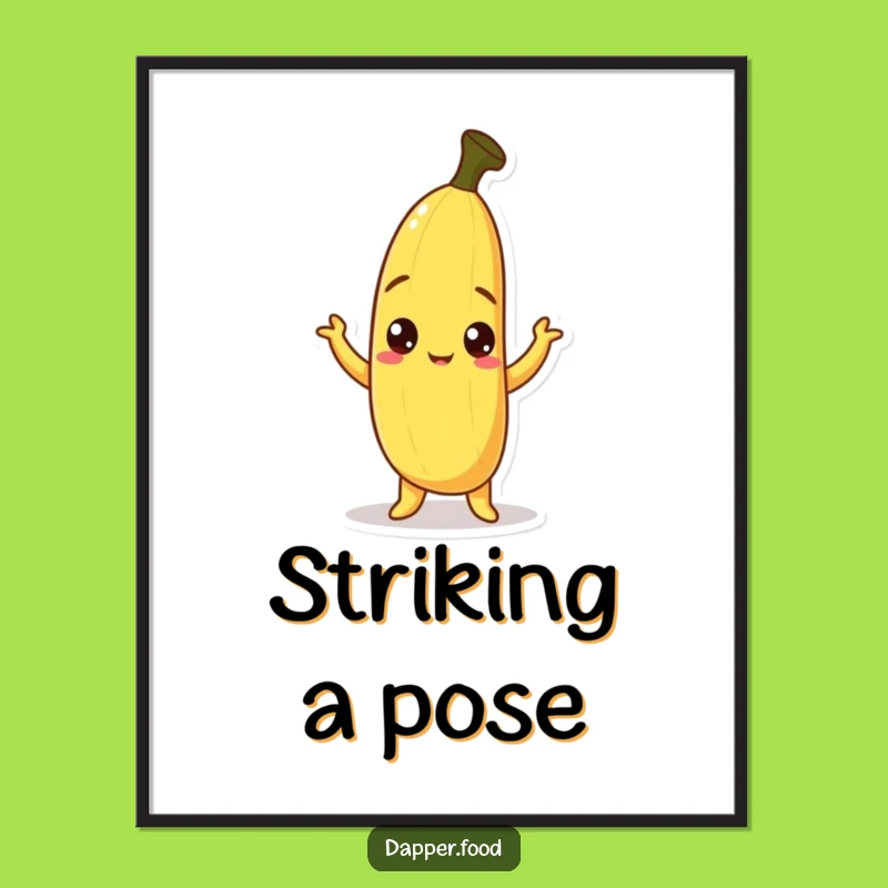 Funny Curious Banana Digital Art - Printable Fruit Pose Graphic for Humorous Decor