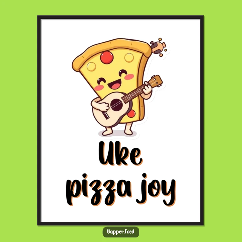 Funny Pizza Ukulele Digital Art Print: Instant Music and Humor for Your Walls