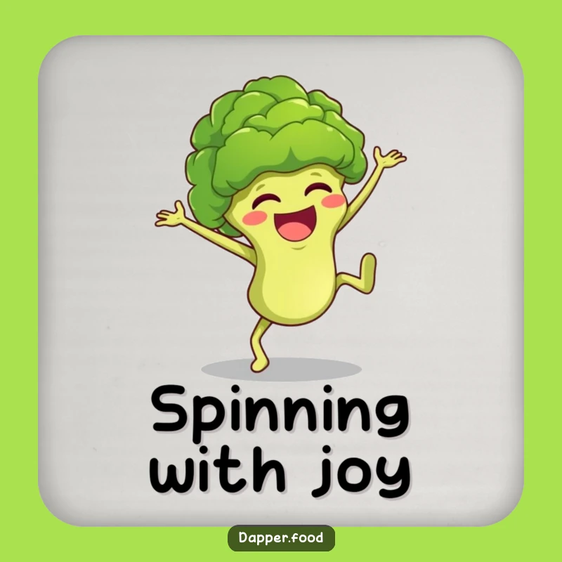 Funny Broccoli Cartwheel Drink Coaster Protect Surfaces with Hilarious Veggie Style