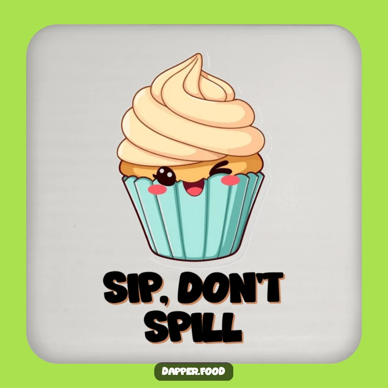 Funny Cheeky Cupcake Winking Coaster - Protect Surfaces with Sweet Humor