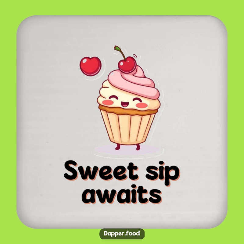 Funny Cupcake Cherry Toss Coaster: Protect Your Table with Sweet Style