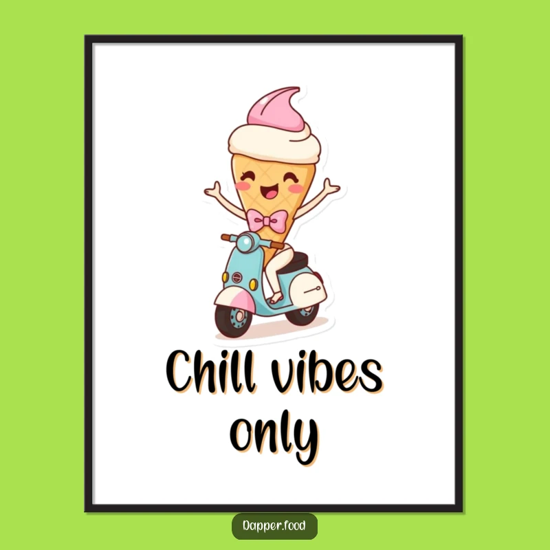 Funny Ice Cream Scooter Poster - Joyful Wall Art for Sweet Spaces Gift!