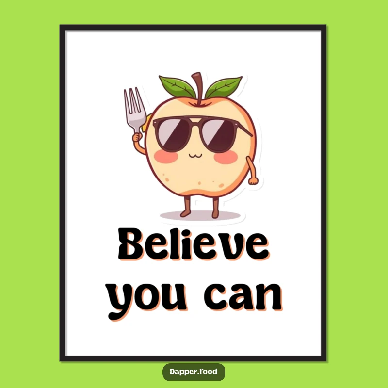 Funny Blushing Apple Flying Wings Poster: Whimsical Wall Art Gift