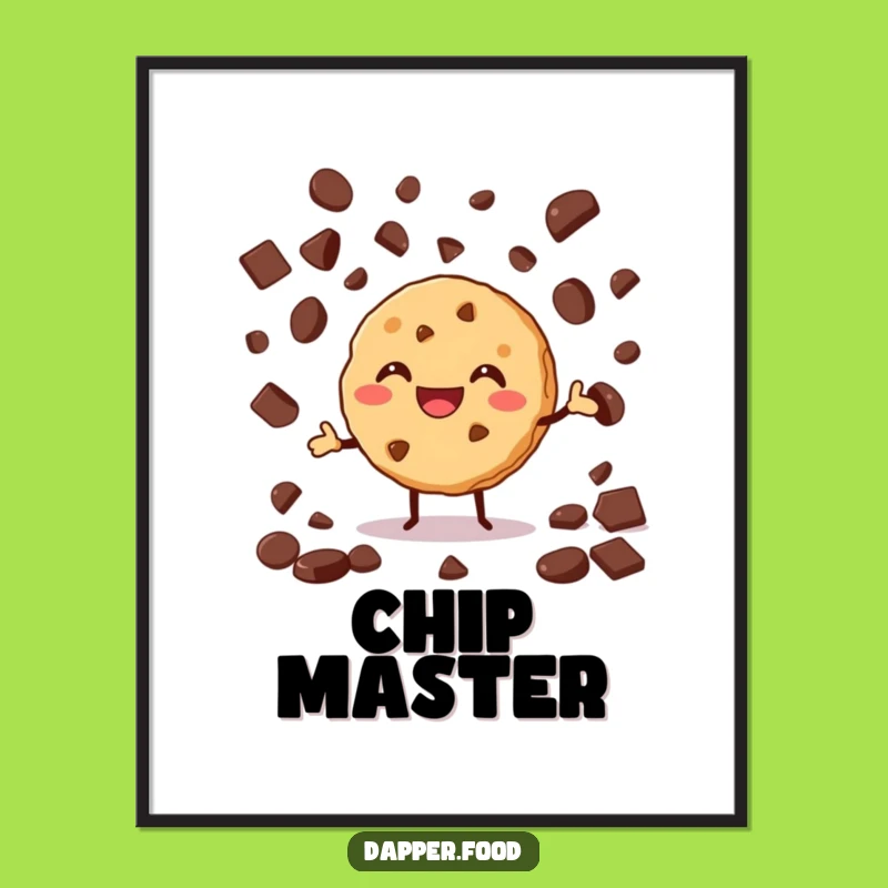 Funny Cookie Juggling Poster: Whimsical Wall Art of a Chip-Tossing Treat