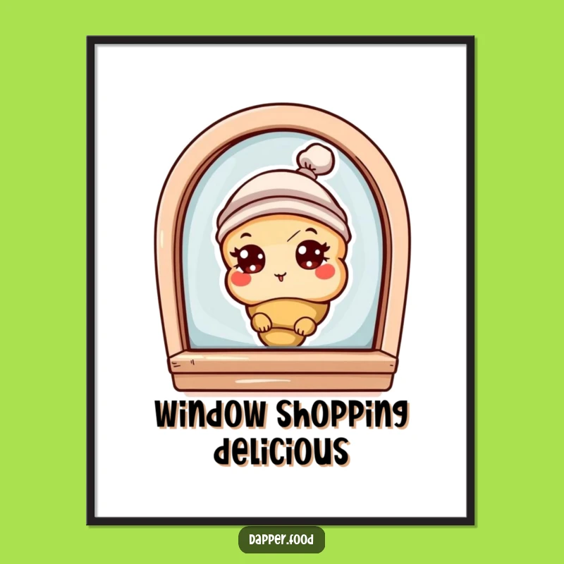 Funny Croissant Bakery Peek Poster: Whimsical Bakery Wall Art Gift