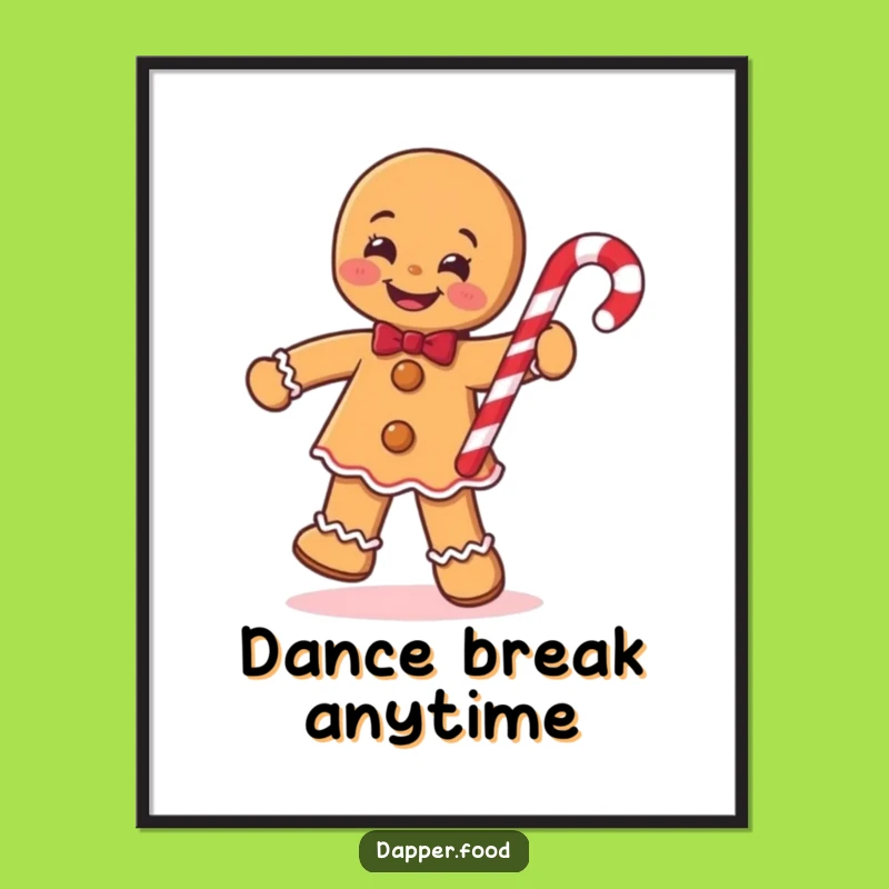 Funny Gingerbread Man Jig Poster: Festive Dance Art, Whimsical Holiday Gift