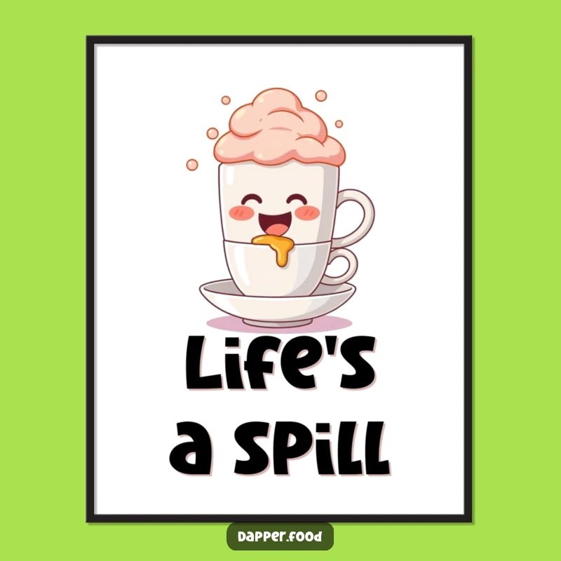 Funny Coffee Mug Spill Poster: Cute Character Art, Decorate with Cheer, Unique Funny Gift