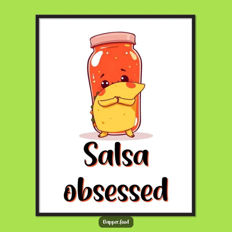 Funny Taco Salsa Hug Poster, Whimsical Food Art Print, Humorous Gift