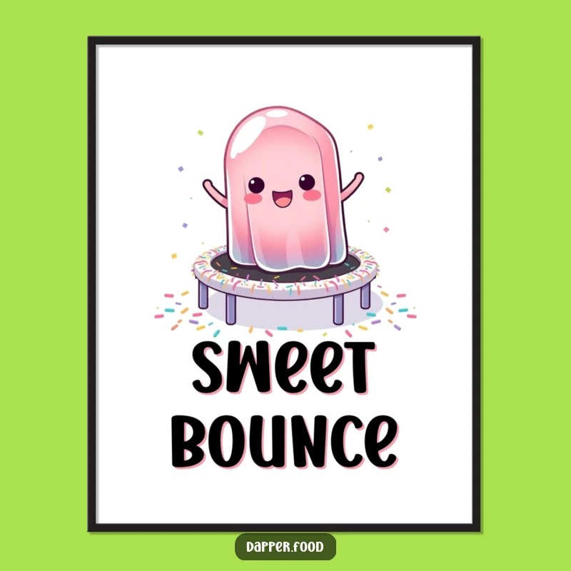 Funny Jelly Bounce Poster: Whimsical Wall Art of Jelly on Sprinkles