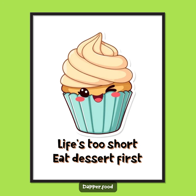 Free Printable Cheeky Cupcake Wall Art: Funny Winking Dessert Downloadable Decor
