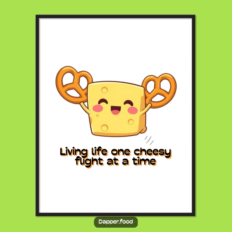 Free Printable Cheese Wall Art: Whimsical Pretzel Wings Flying High, Funny Downloadable Decor!