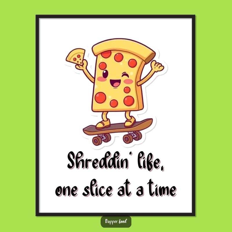 Free Printable Wall Art: Funny Pizza Skater Design, Hilarious Downloadable Decor for Your Room