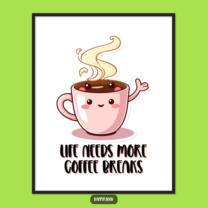 Funny Free Printable Coffee Cup Wall Art - Whimsical Downloadable Decor