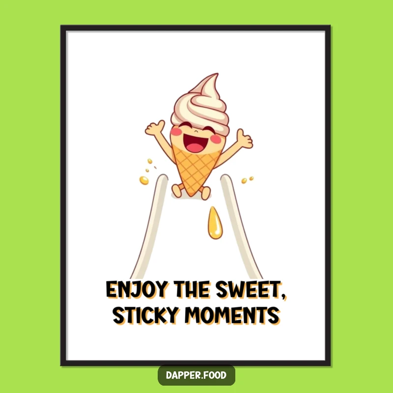 Funny Free Printable Wall Art: Ice Cream Cone Syrup Slide - Downloadable Art