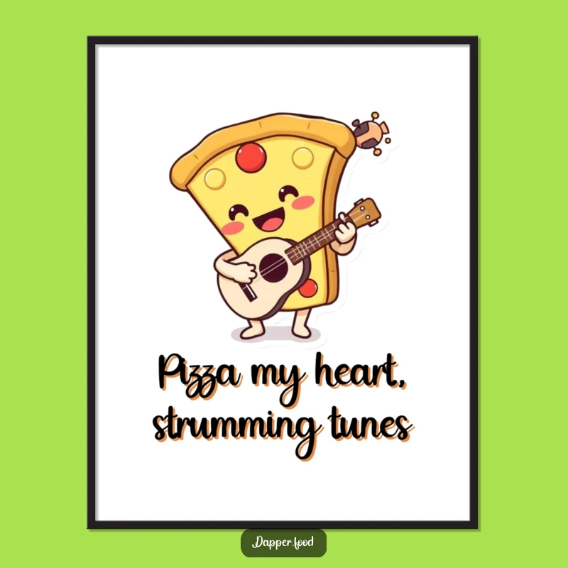 Funny Printable Wall Art: Free Pizza Ukulele Player Download for Quirky Decor