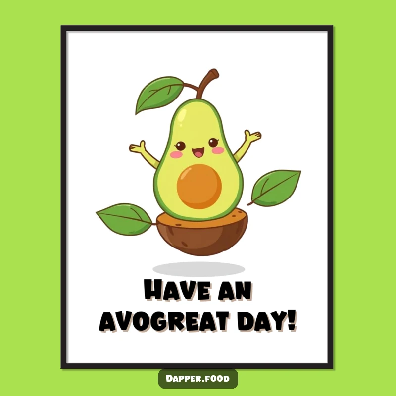 Funny Free Printable Avocado Art: Happy Pirouetting Avocado Downloadable Decor