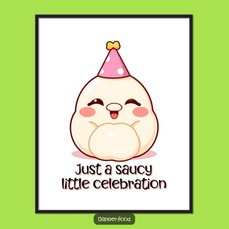 Free Printable Dumpling Wall Art: Winking Charm, Tiny Party Hat Downloadable Decor!