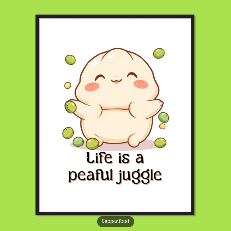 Free Printable Wall Art: Dumpling Juggling Peas Funny Downloadable Art