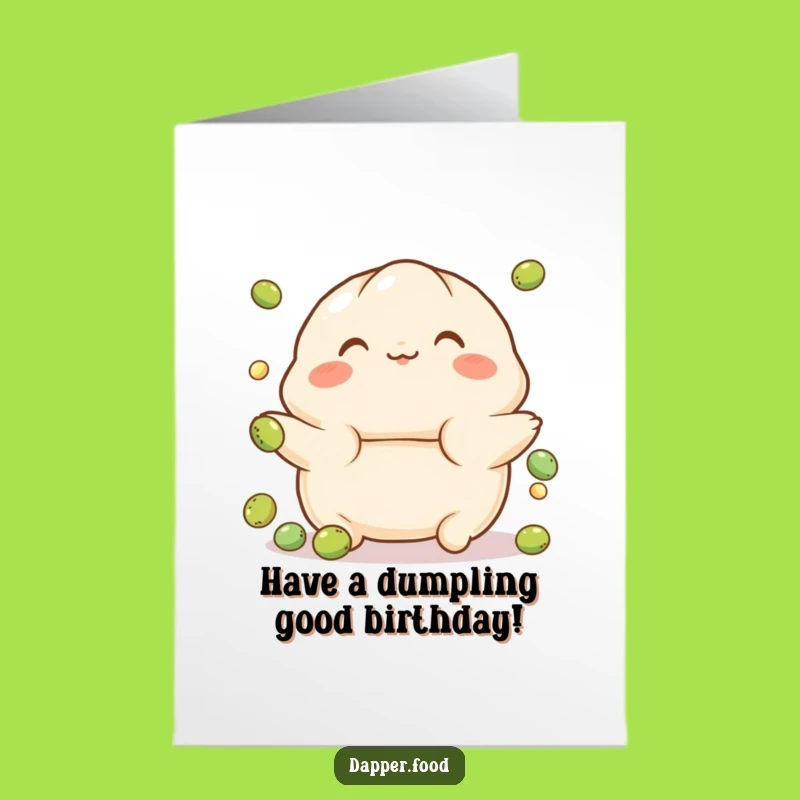 Free Printable Birthday Card: Dumpling Juggling Peas Funny Downloadable Gift