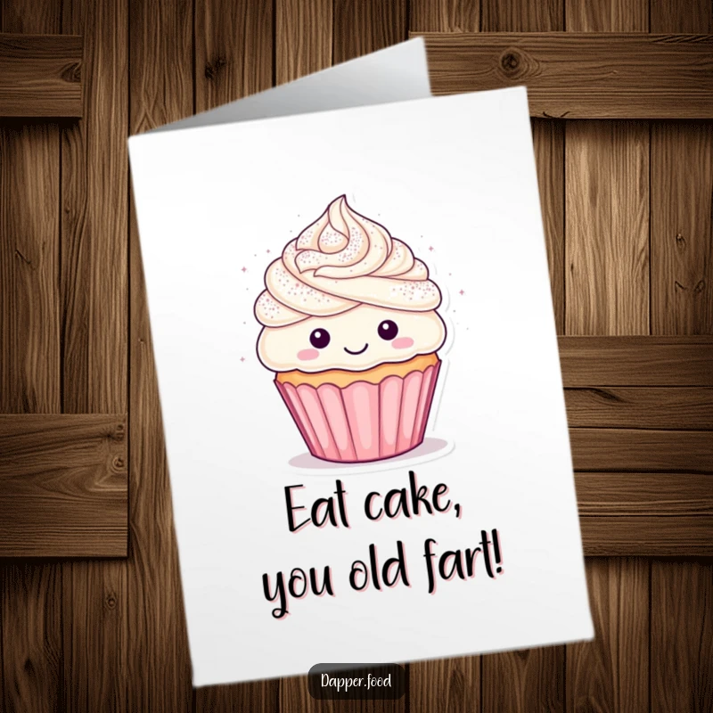 Funny Free Printable Birthday Card: Whimsical cupcake with frosting hair exploding in confetti, digital download