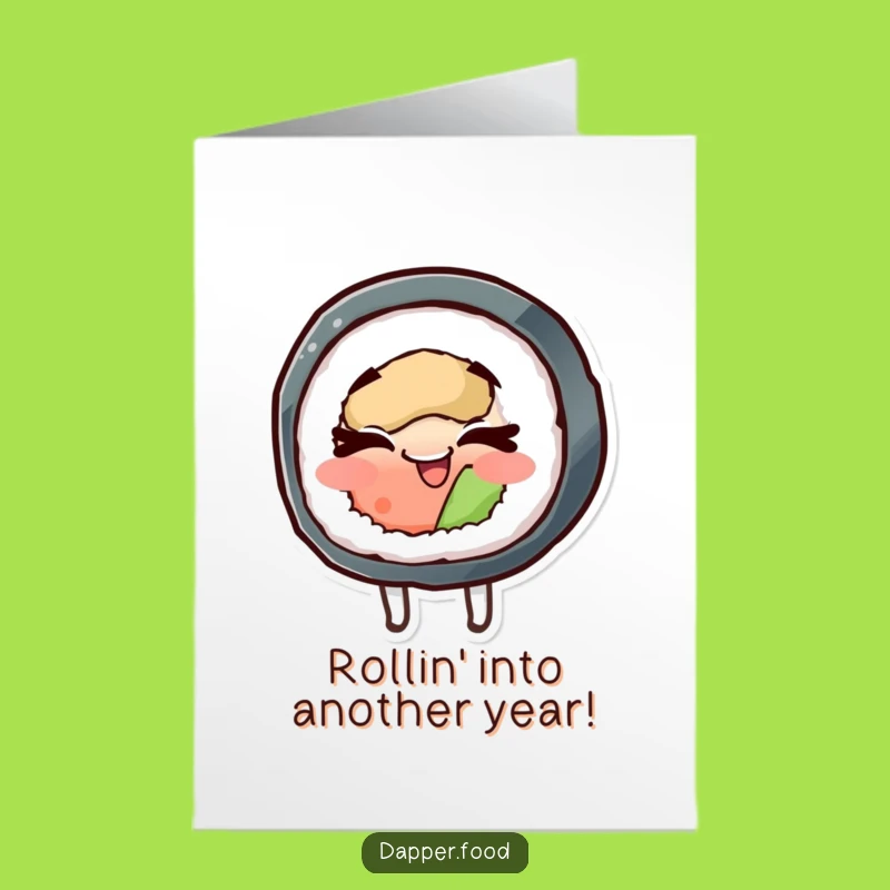 Free Printable Birthday Sushi Card: Funny Spinning Roll Downloadable Gift