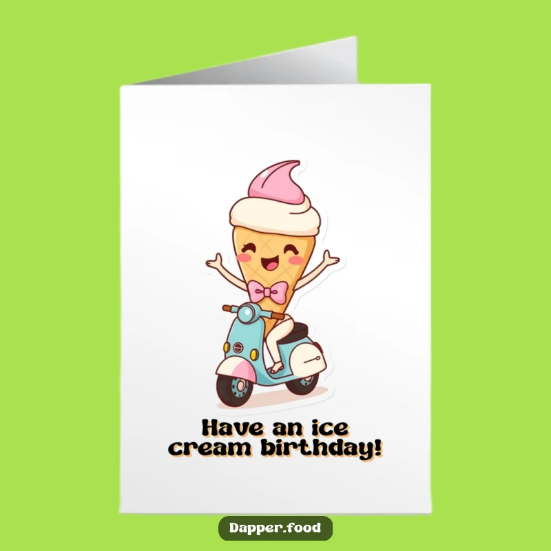 Free Printable Funny Birthday Card: Ice Cream Scooter Ride - Hilarious Downloadable Gift!