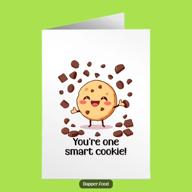 Free Printable Cookie Congrats Card: Funny Juggling Cookie & Chips Downloadable Greeting