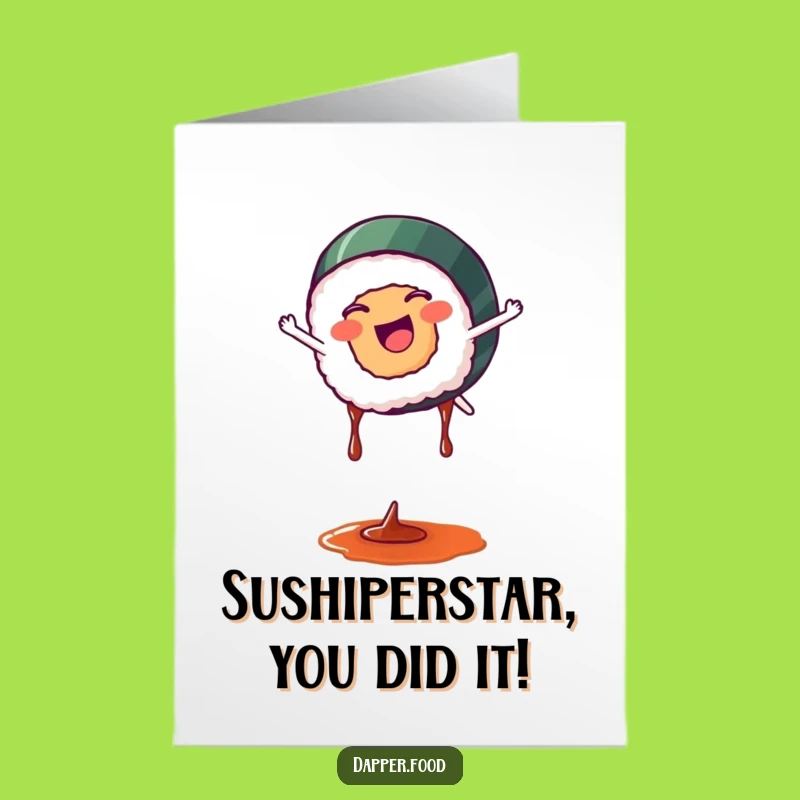 Free Printable Funny Sushi Congratulations Card - Cartwheeling Roll, DIY Downloadable Greeting!