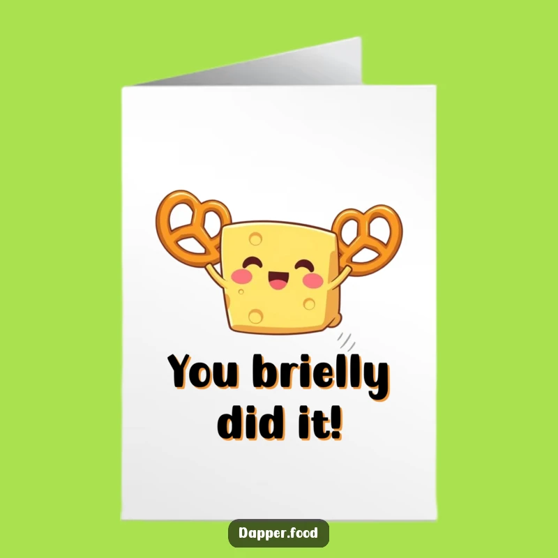 Free Printable Cheese Congratulations Card: Pretzel Wings for Your Big Win, Funny Downloadable Gift!