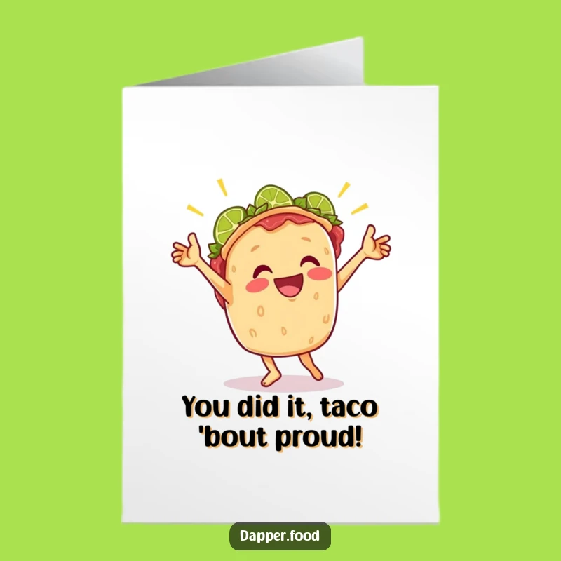 Free Printable Taco Congrats Card: Funny Dancing Taco & Lime Downloadable Greeting